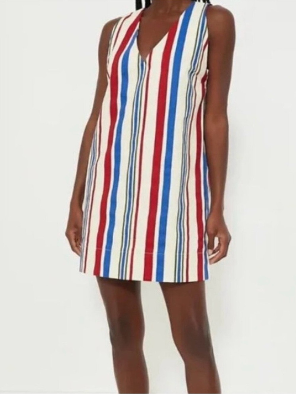 Tuckernuck Red Blue White Striped V-Neck Shift Dress